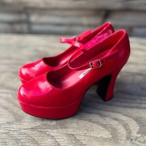 VINTAGE | Funtasma Red Mary Jane Platform Heels 7.5